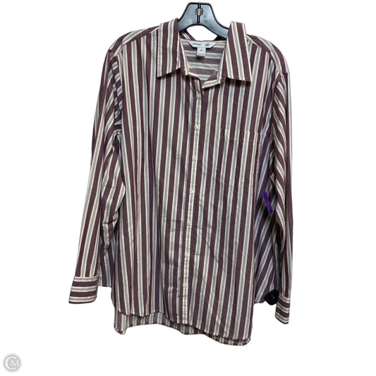 Top Long Sleeve By Old Navy In Cream & Purple, Size: 2x