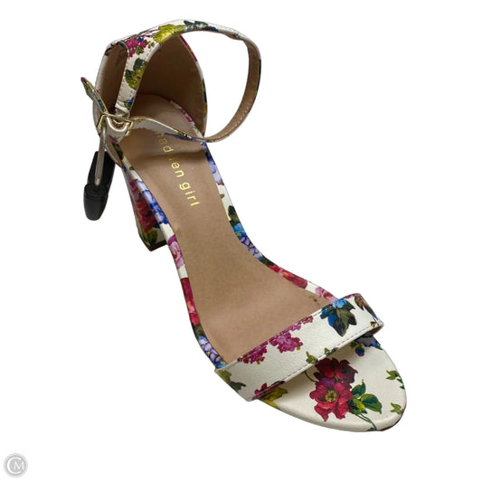 Sandals Heels Block By Madden Girl In Floral Print, Size: 9