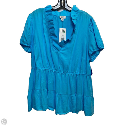 Top Short Sleeve By Crown And Ivy In Blue, Size: 2x