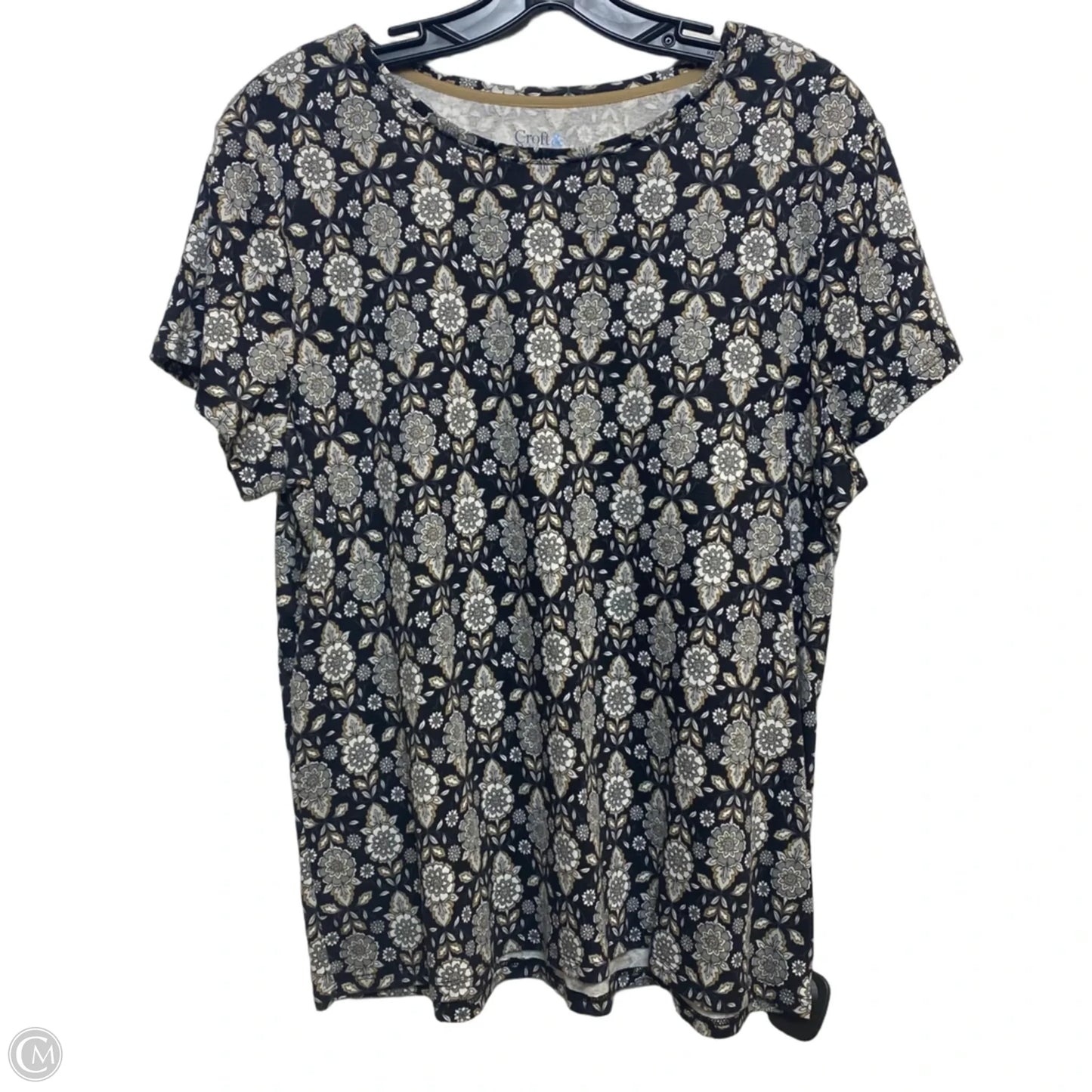 Top Short Sleeve Basic By Croft And Barrow In Black, Size: Xl