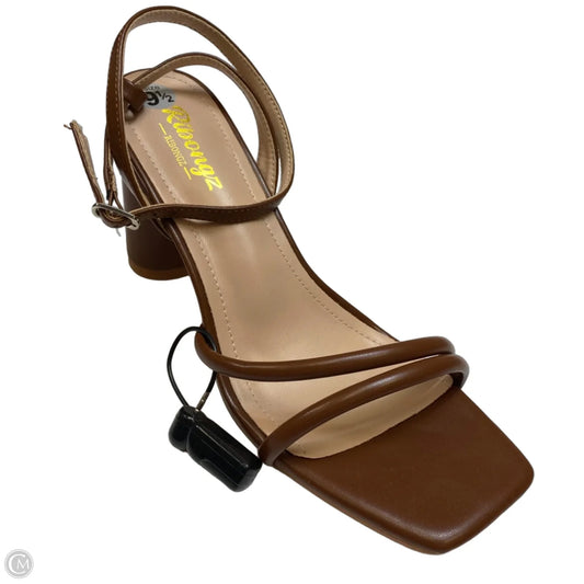 Sandals Heels Block By Ribongz In Brown, Size: 9.5