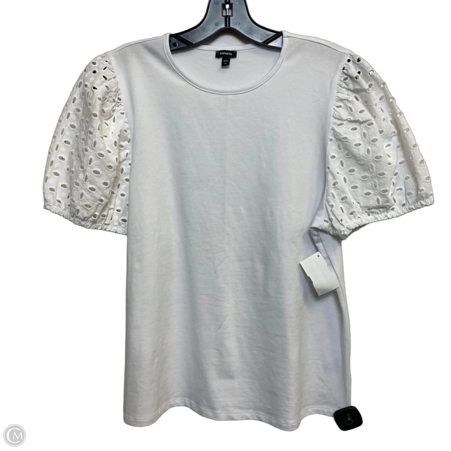Top Short Sleeve By Express In White, Size: M