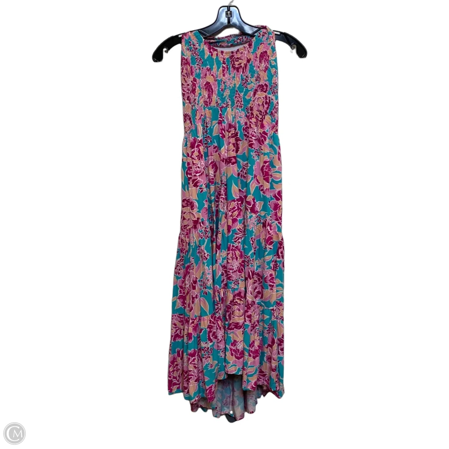 Dress Casual Midi By Cmf In Blue & Pink, Size: L