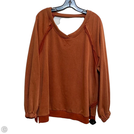 Sweatshirt Crewneck By Pol In Orange, Size: L