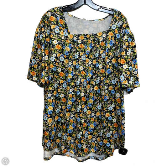 Top Short Sleeve By Cmf In Black & Yellow, Size: 4x