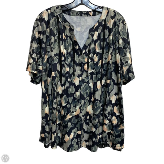 Top Short Sleeve By Rapbin In Black & Grey, Size: 3x
