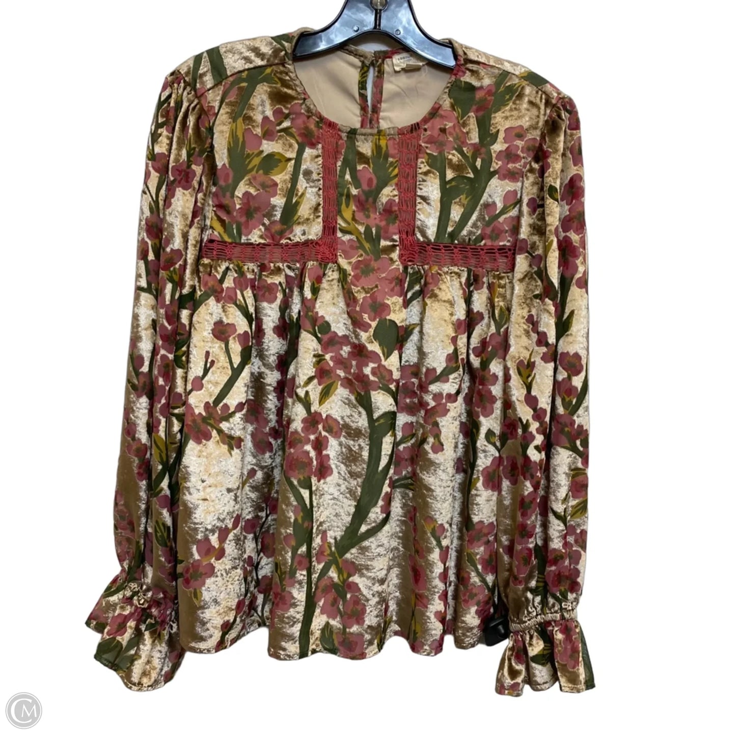 Top Long Sleeve By Let Me Be In Gold & Pink, Size: M