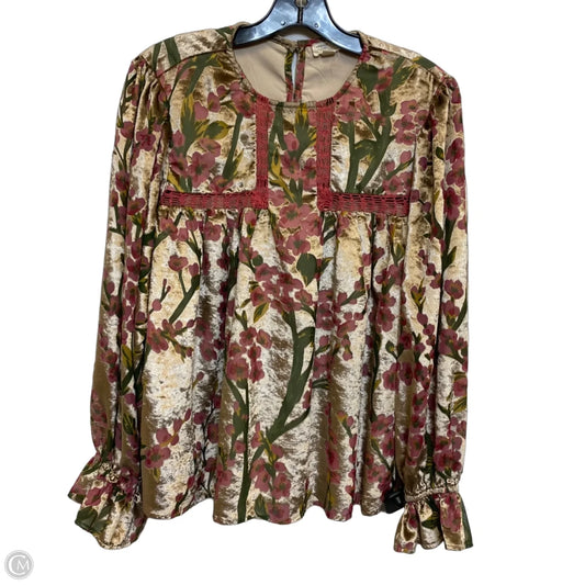 Top Long Sleeve By Let Me Be In Gold & Pink, Size: M