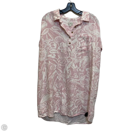 Dress Casual Short By Wonderly In Pink & White, Size: Xl