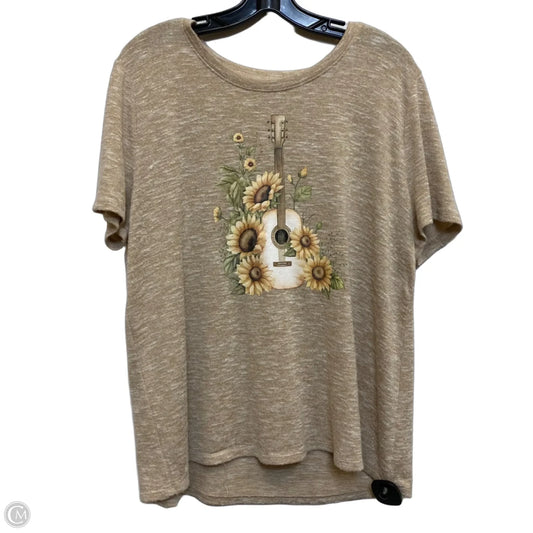 Top Short Sleeve By Cato In Tan, Size: L