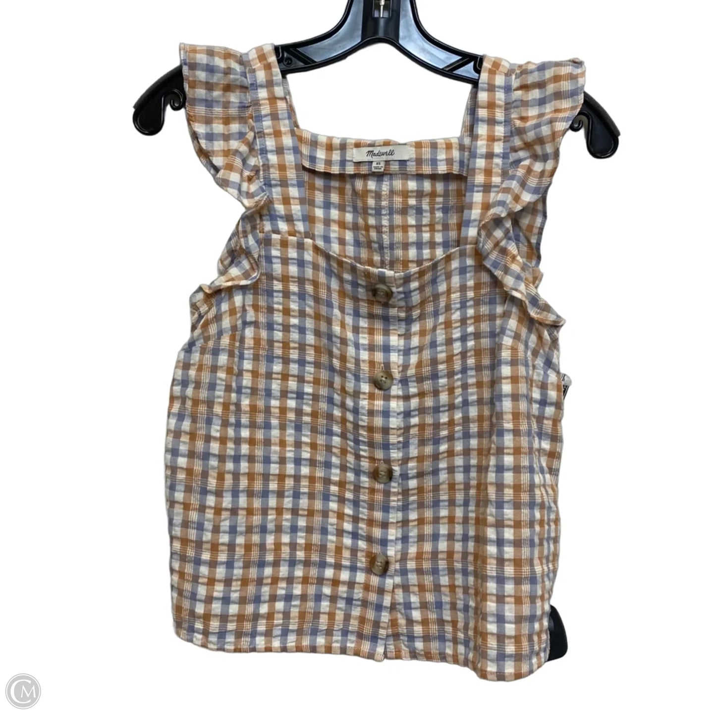 Top Sleeveless By Madewell In Plaid Pattern, Size: Xs