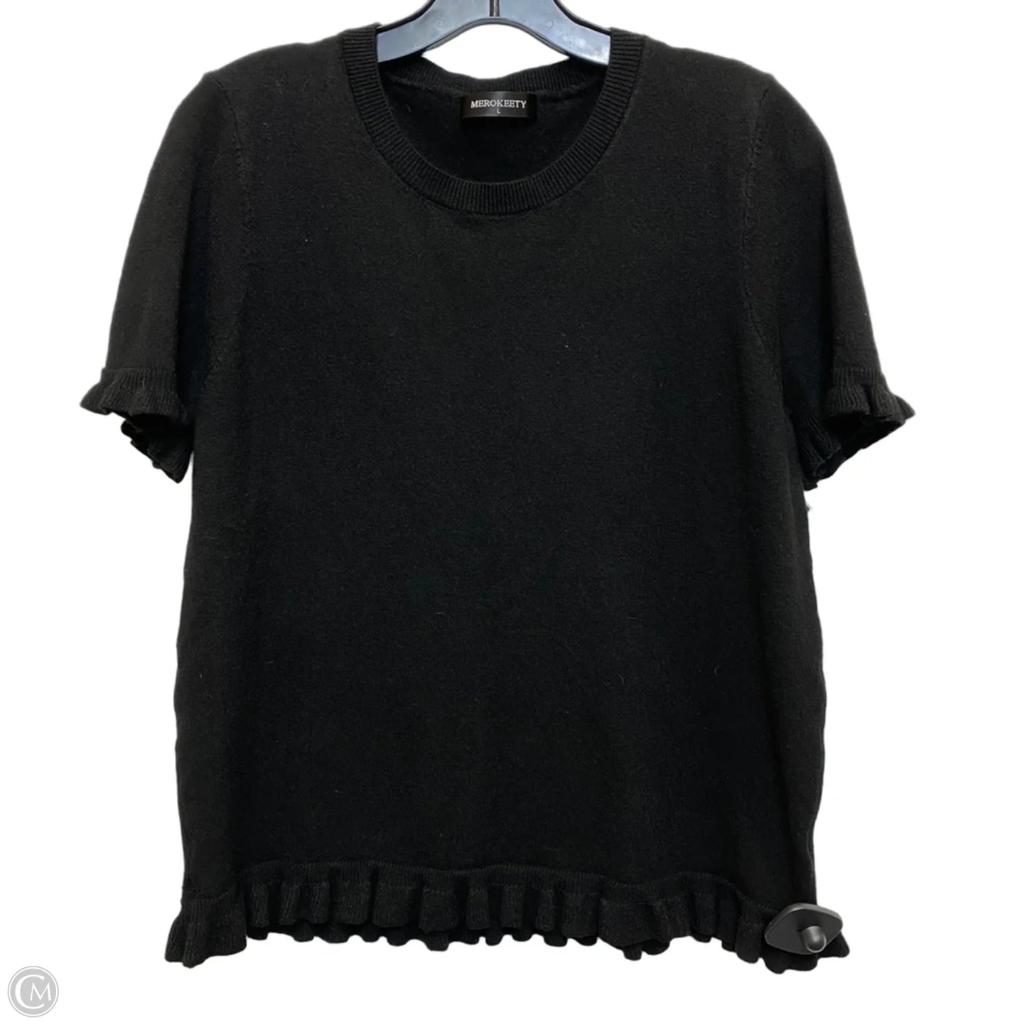 Top Short Sleeve By Merokeety In Black, Size: L