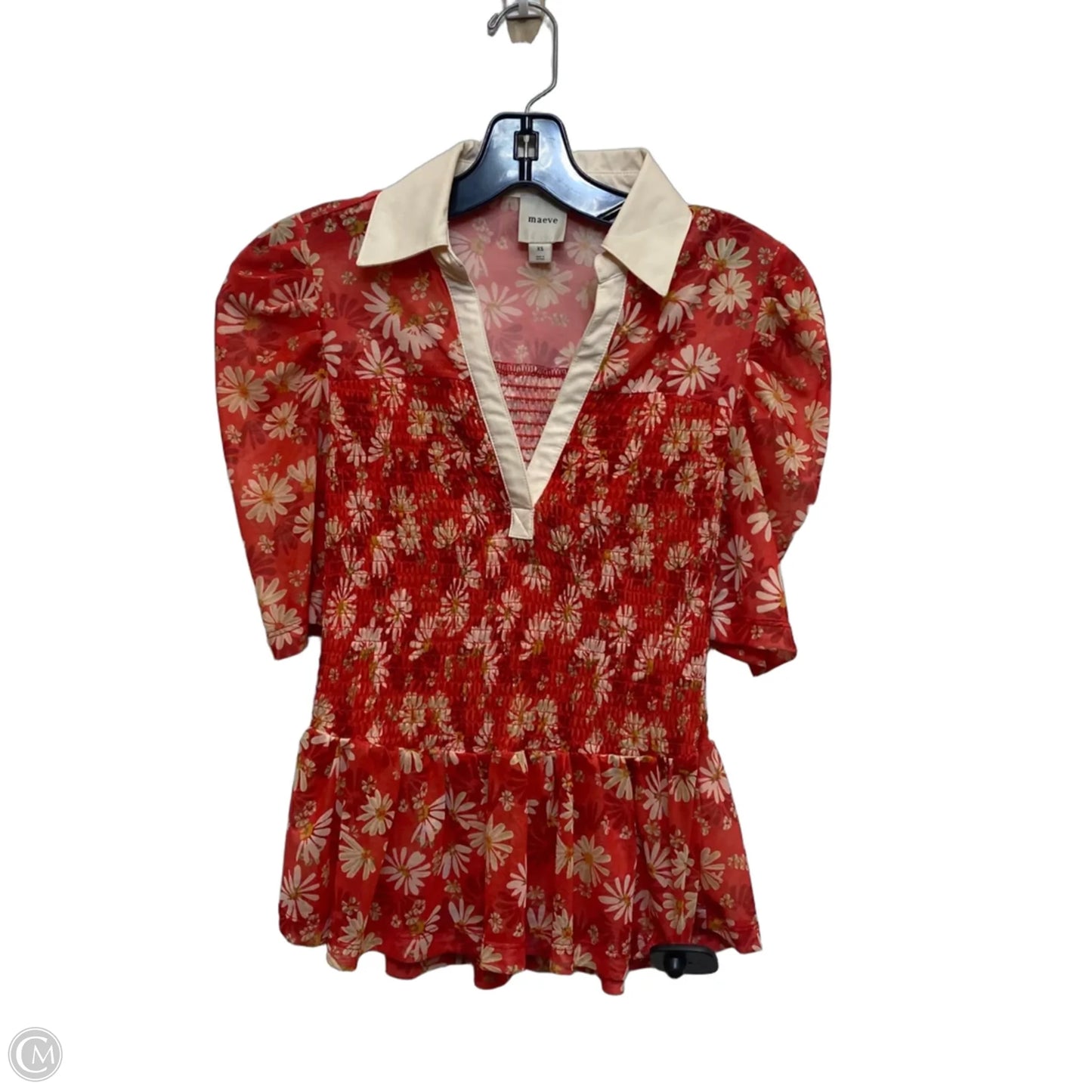 Top Short Sleeve By Maeve In Cream & Red, Size: Xs