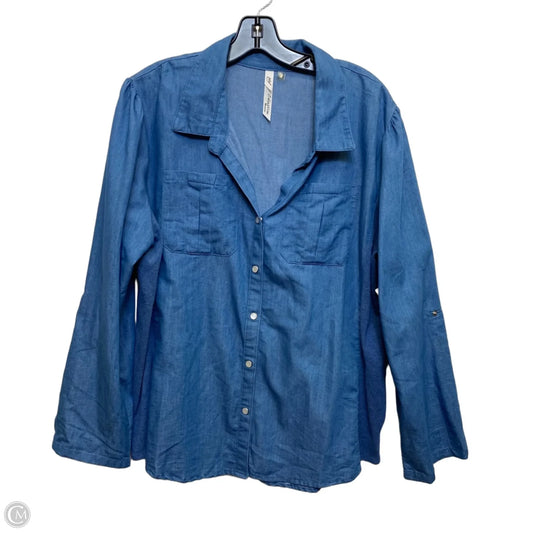 Top Long Sleeve By Ny Collection In Blue, Size: 2x