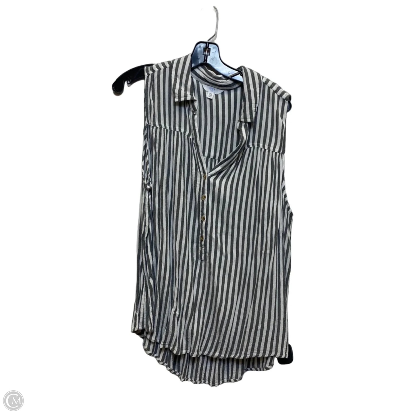 Top Sleeveless By Time And Tru In Grey & White, Size: Xxl