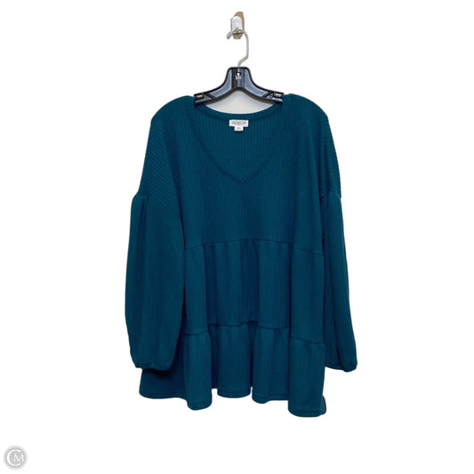Top Long Sleeve By Chicsoul In Blue, Size: 3x