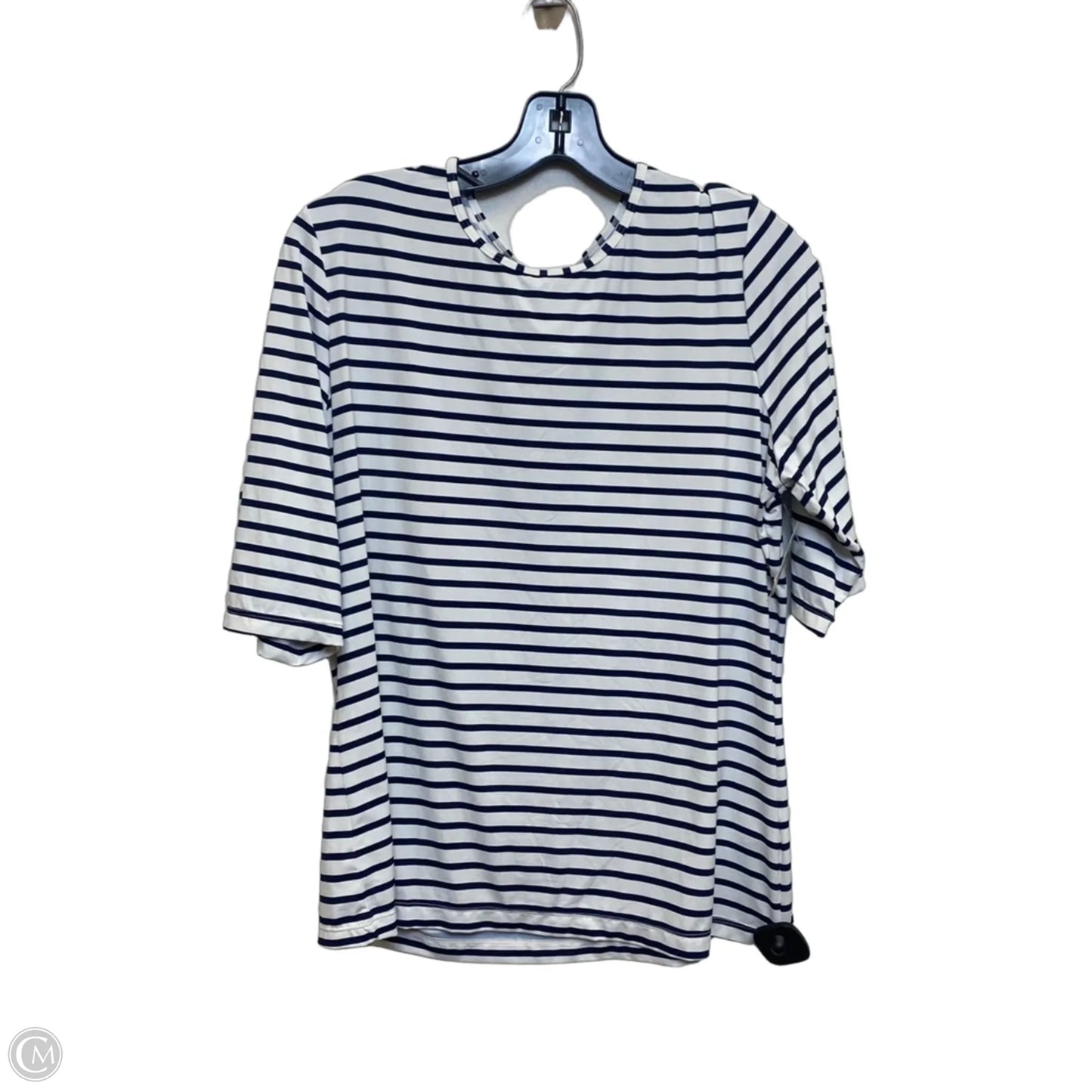 Top Short Sleeve By Lands End In Blue & White, Size: L
