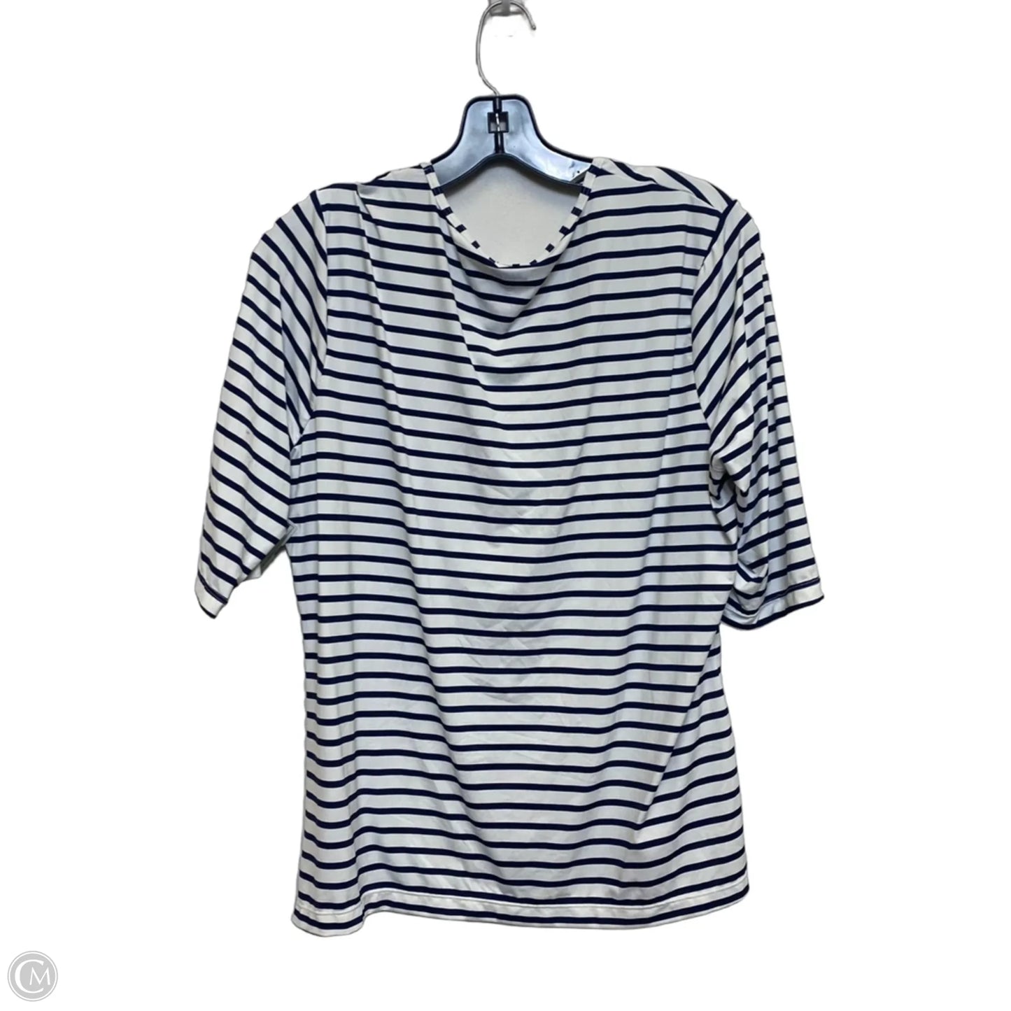 Top Short Sleeve By Lands End In Blue & White, Size: L