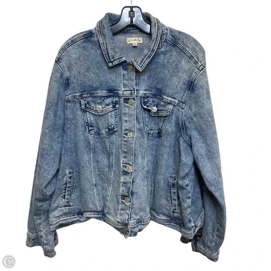 Jacket Denim By Wonderly In Blue Denim, Size: 3x