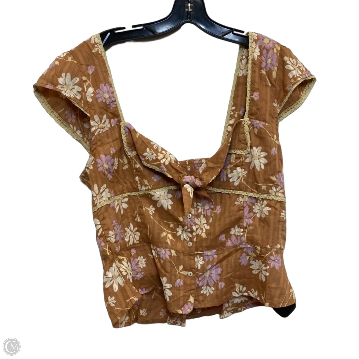 Top Short Sleeve By Free People In Brown, Size: Xl