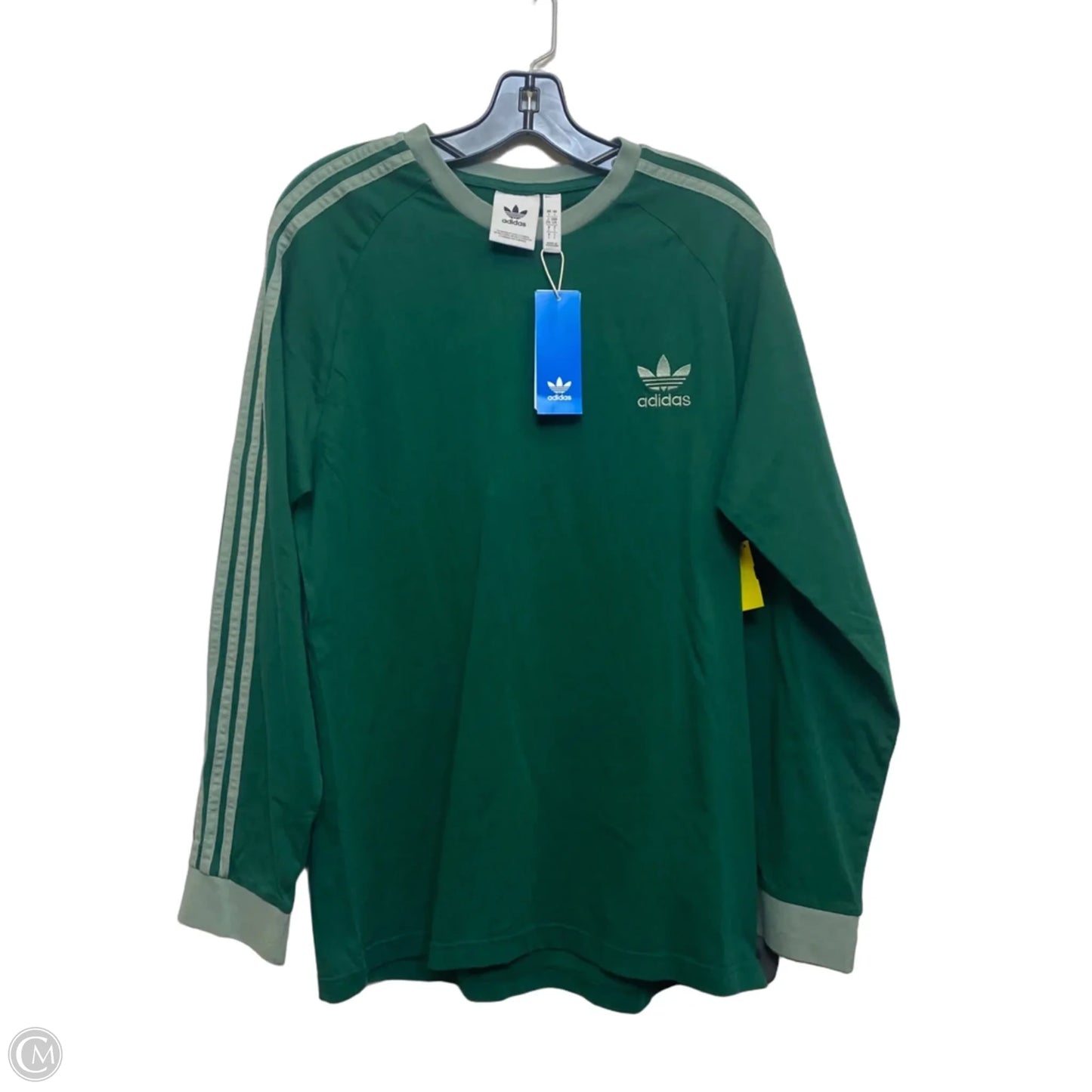 Athletic Top Long Sleeve Crewneck By Adidas In Green, Size: L