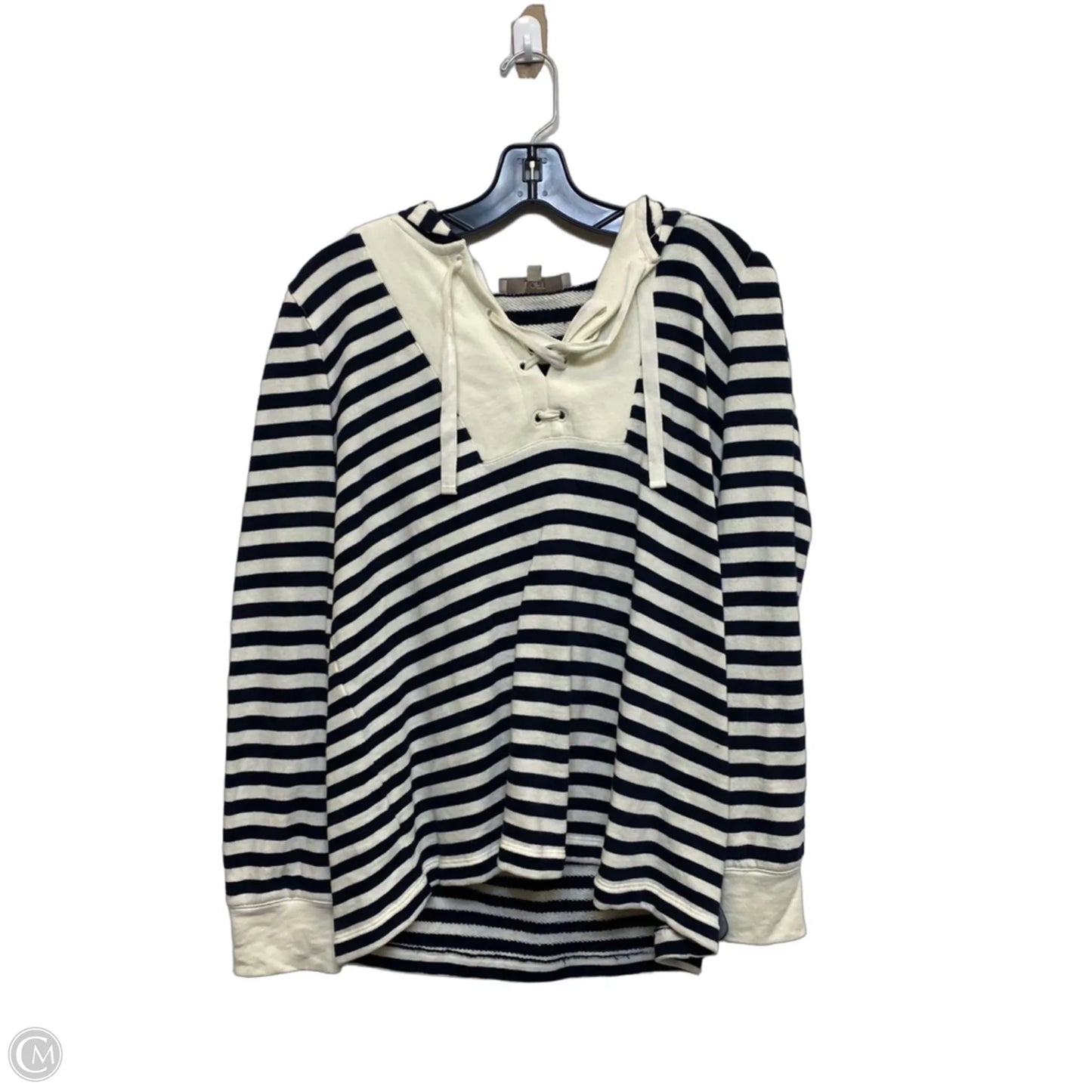 Sweatshirt Hoodie By Loft In Striped Pattern, Size: L