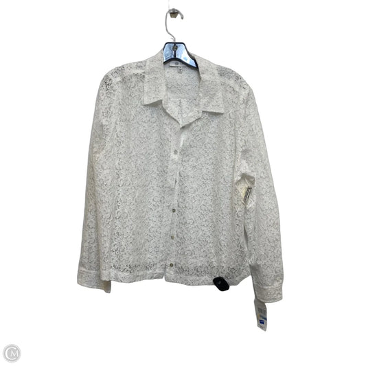 Top Long Sleeve By Fever In White, Size: Xl