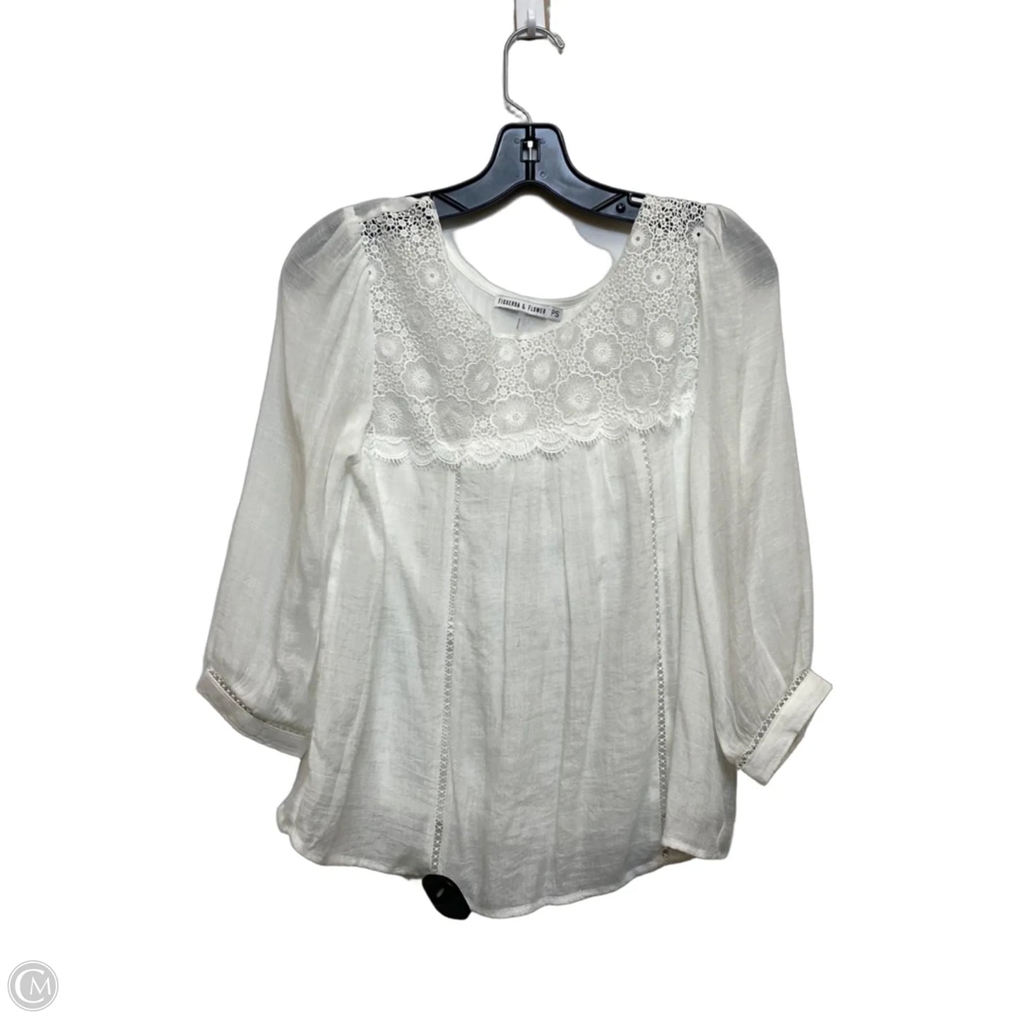 Top 3/4 Sleeve By Figuero & Flower In White, Size: Sp