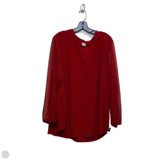 Top Long Sleeve By Kasper In Red, Size: 3x