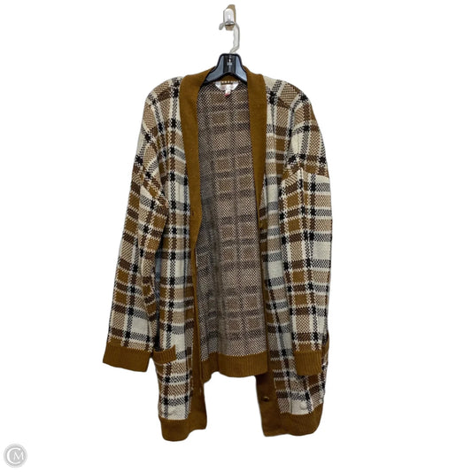 Sweater Cardigan By No Boundaries In Brown & Cream, Size: 2x
