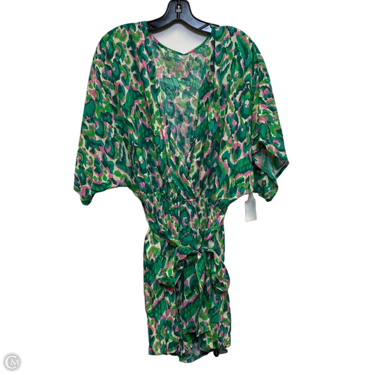 Romper By Clothes Mentor In Green & Pink, Size: L