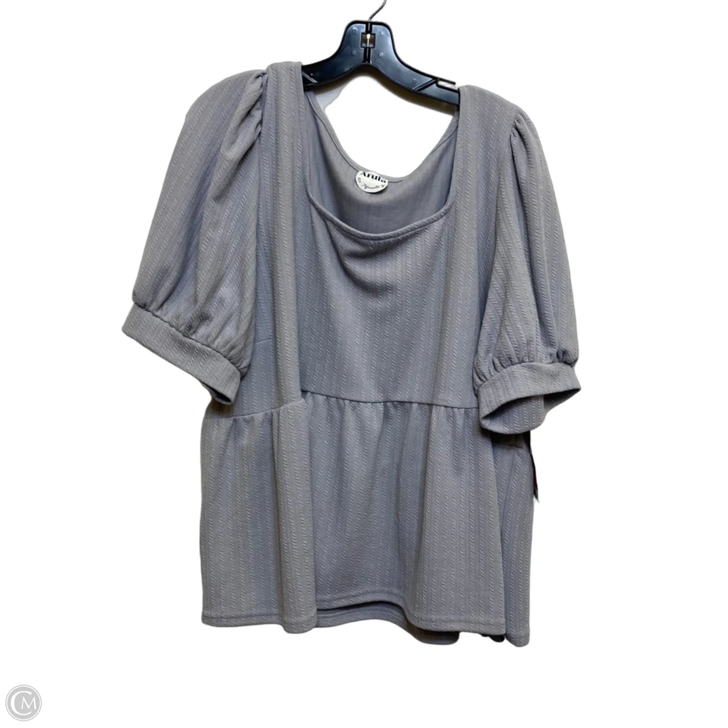 Top Short Sleeve By Arula In Grey, Size: 3x