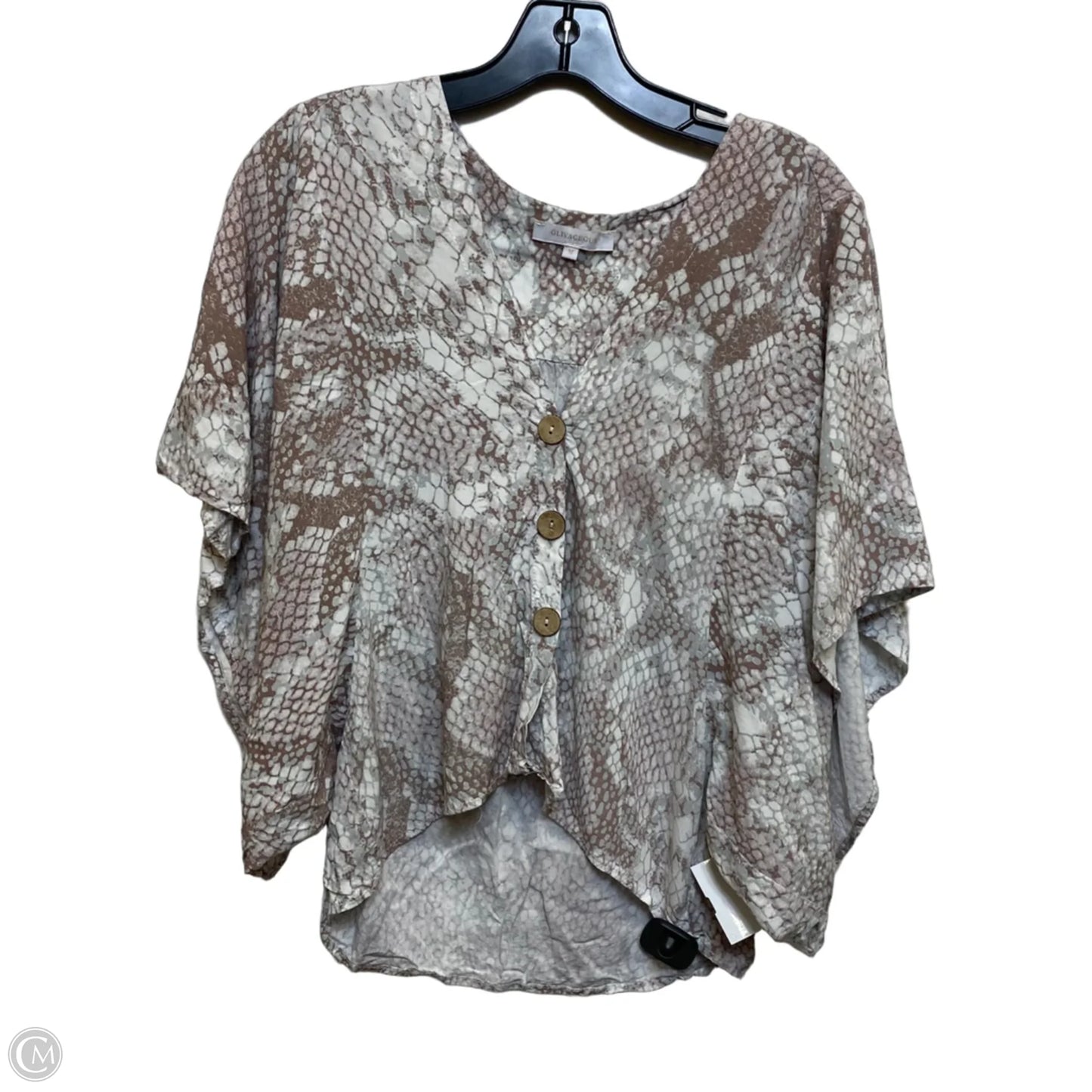 Top Short Sleeve By Olivaceous In Brown & Cream, Size: M