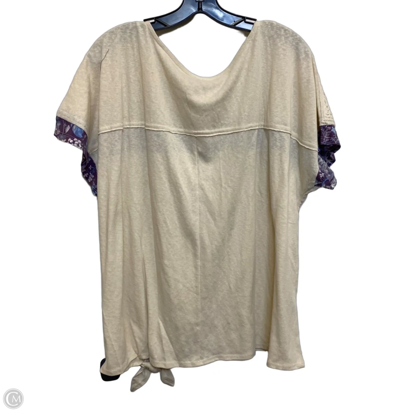 Top Short Sleeve By Cato In Cream & Purple, Size: 1x