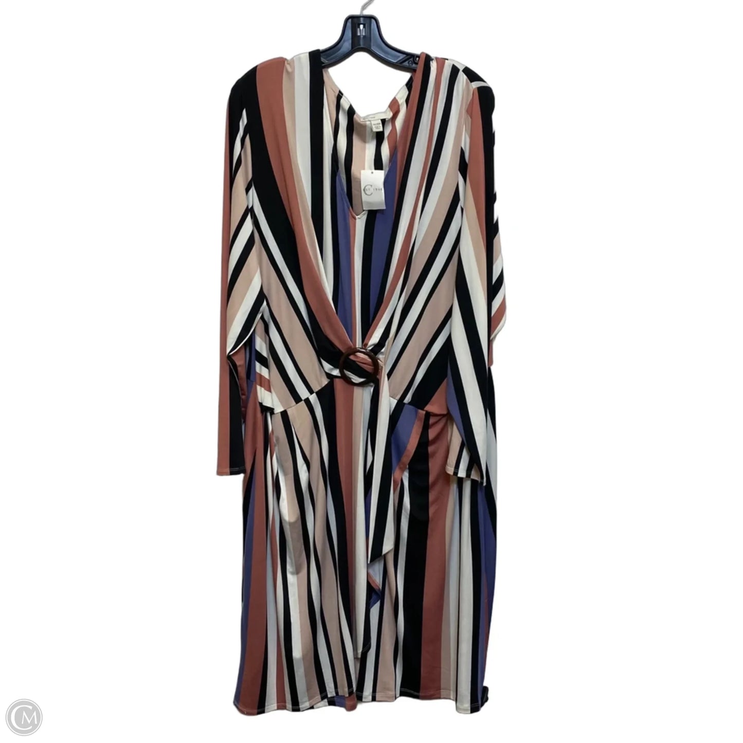 Dress Casual Midi By Cato In Black & Pink, Size: 4x