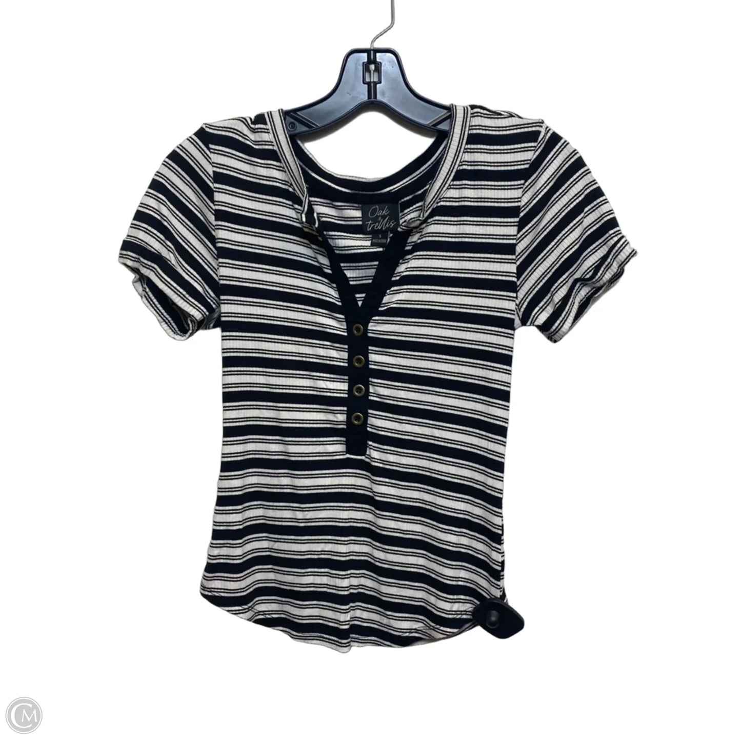 Top Short Sleeve By Oak & Trellis In Black & White, Size: S