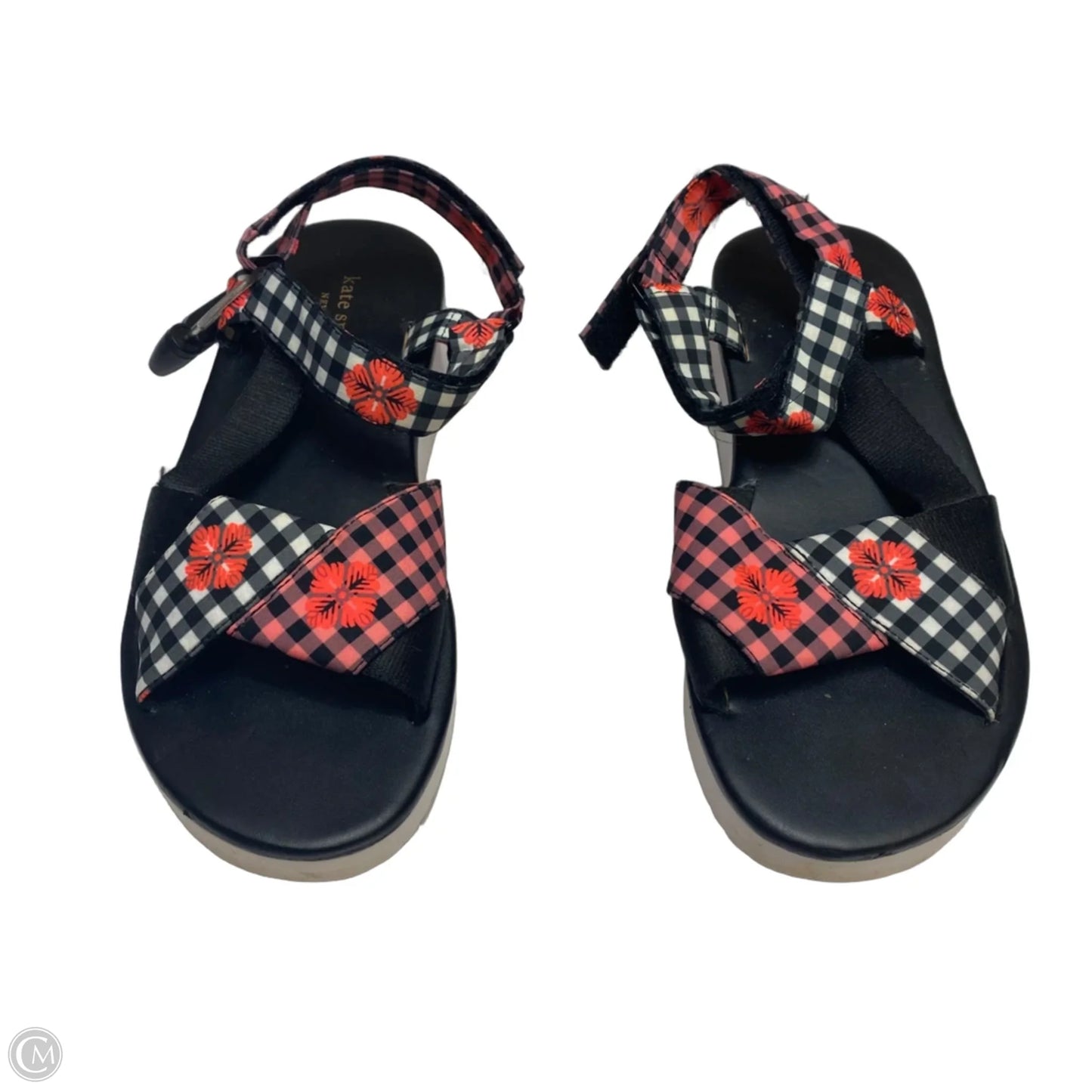 Sandals Designer By Kate Spade In Black & Pink, Size: 7
