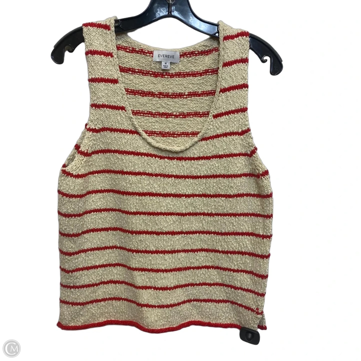 Top Sleeveless By Evereve In Cream & Red, Size: M