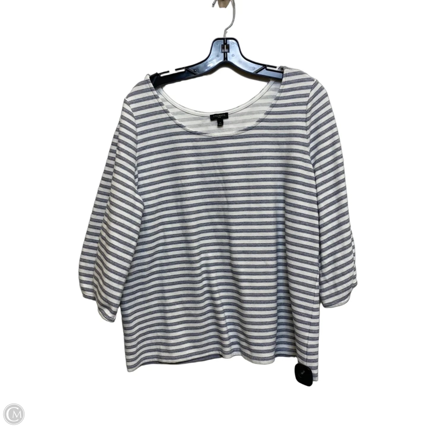 Top Short Sleeve By Talbots In Blue & White, Size: 1x