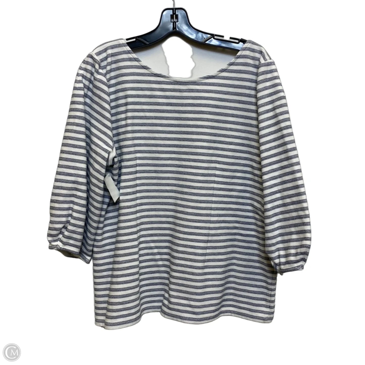 Top Short Sleeve By Talbots In Blue & White, Size: 1x