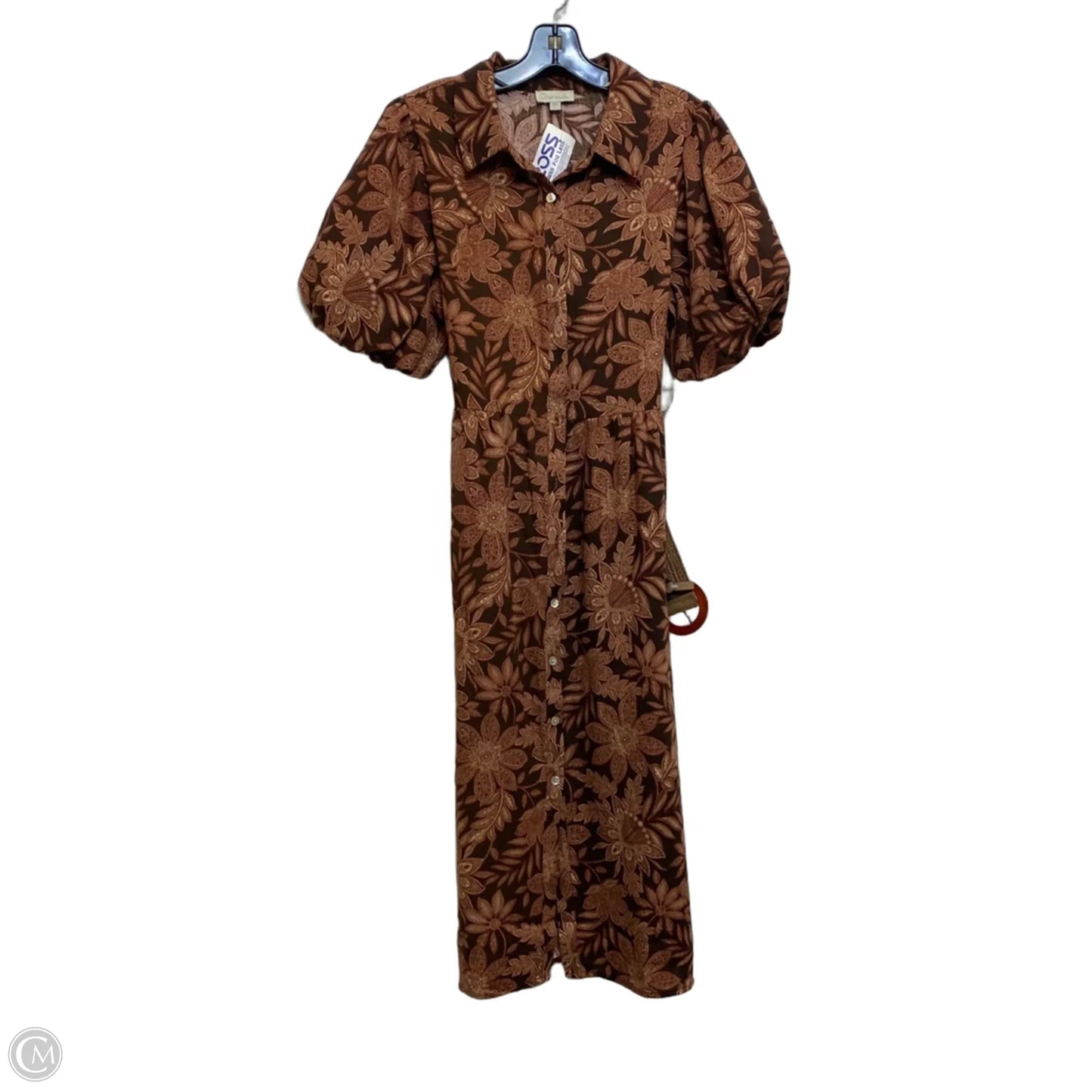 Dress Casual Midi By Chenault In Brown, Size: L