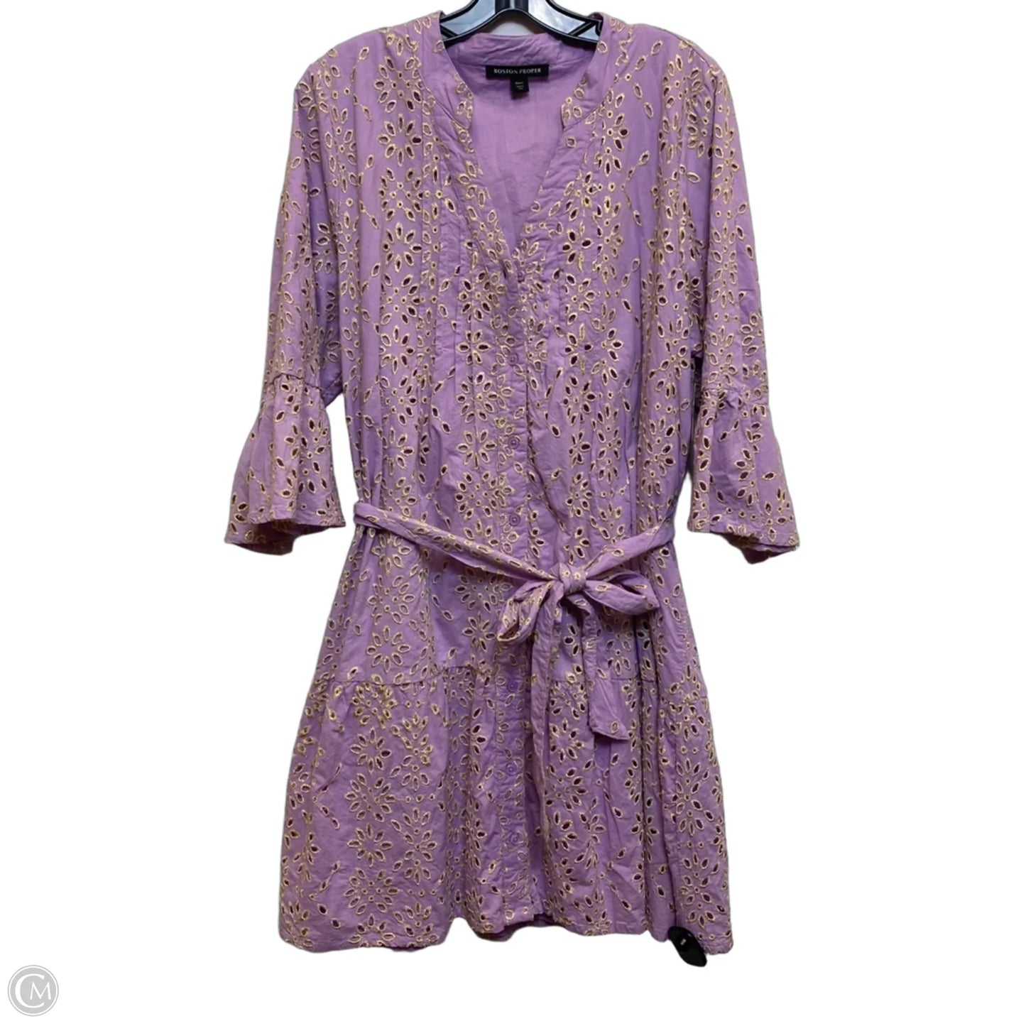 Dress Casual Short By Boston Proper In Gold & Purple, Size: L