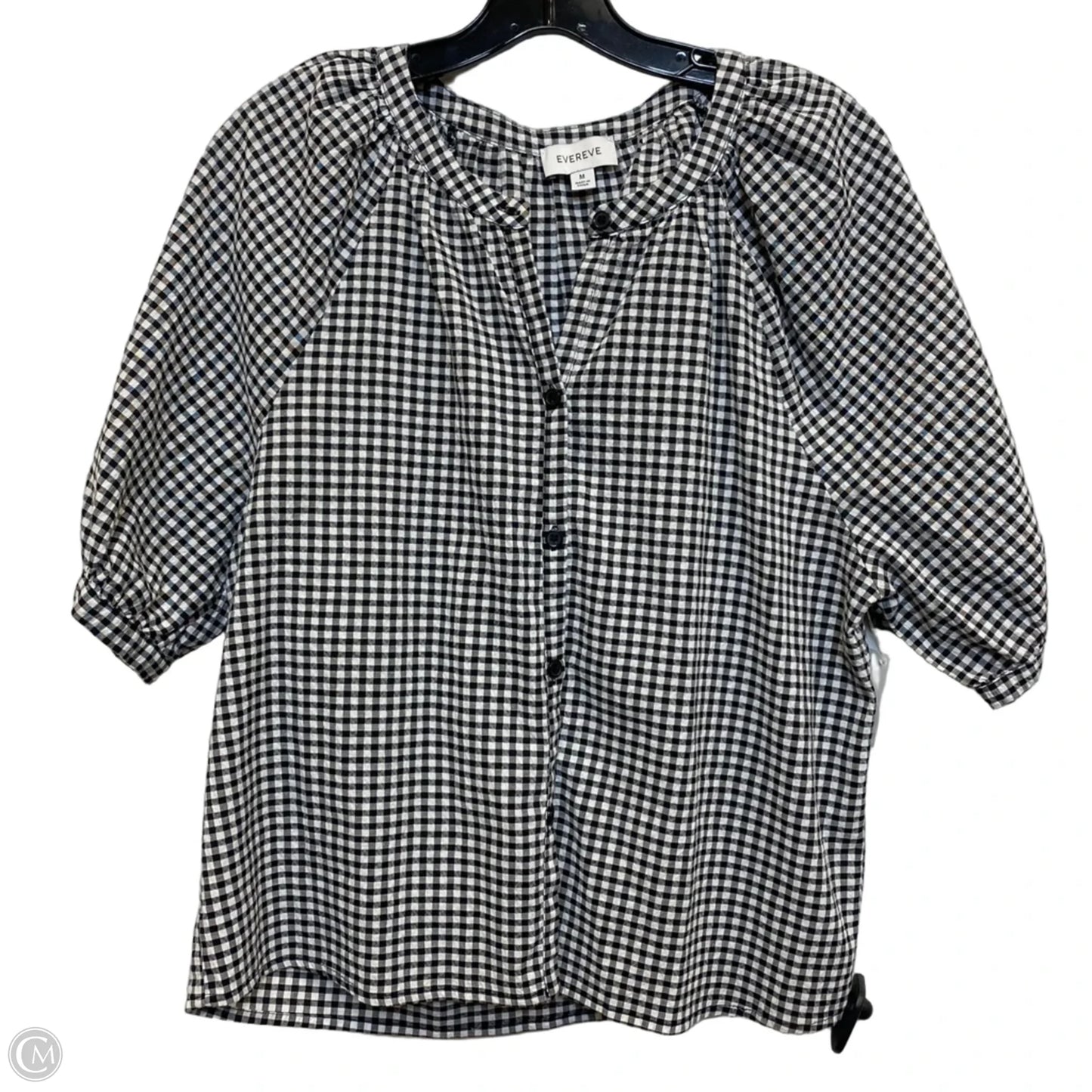 Top Short Sleeve By Evereve In Black & White, Size: M