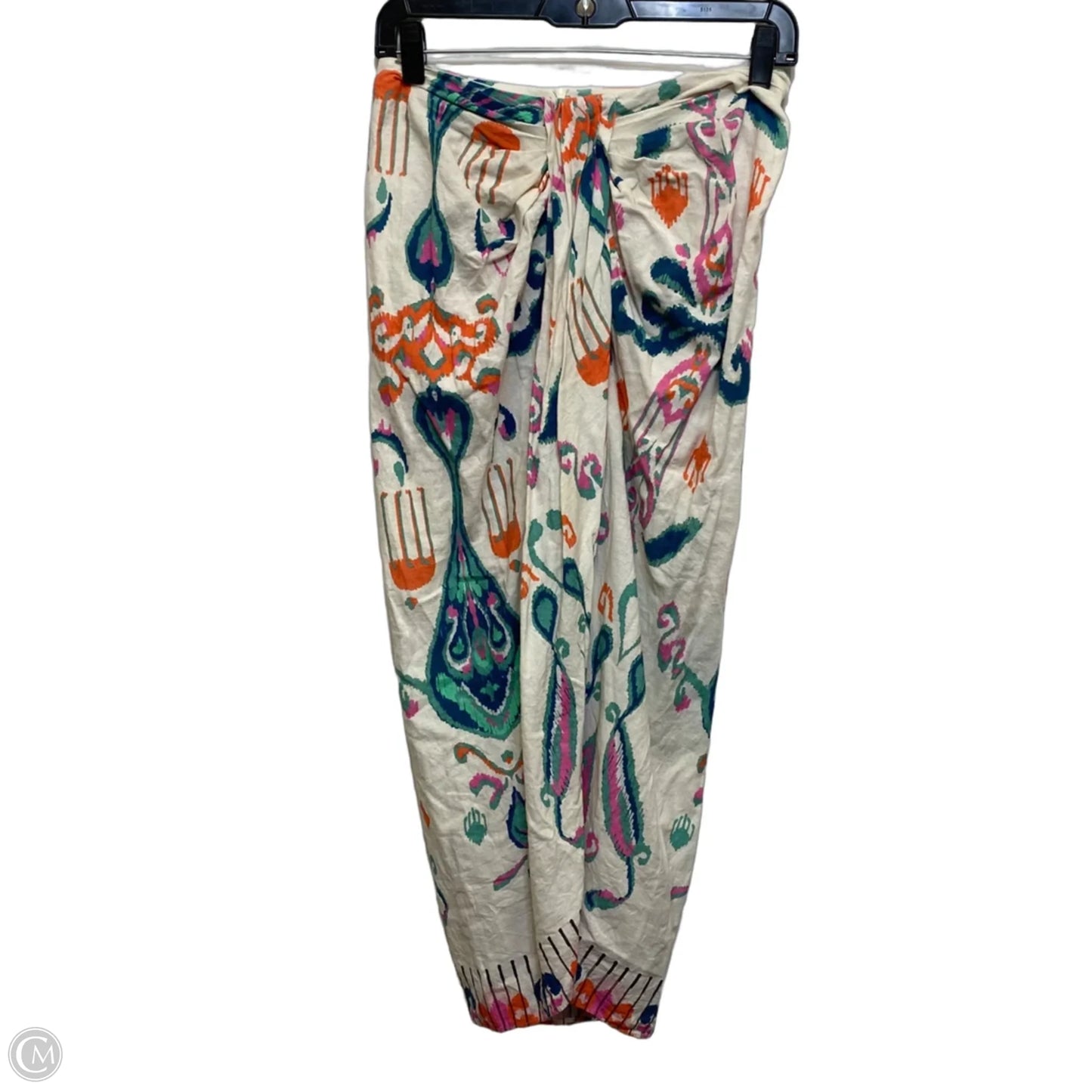 Skirt Midi By Zara In Cream & Orange, Size: S