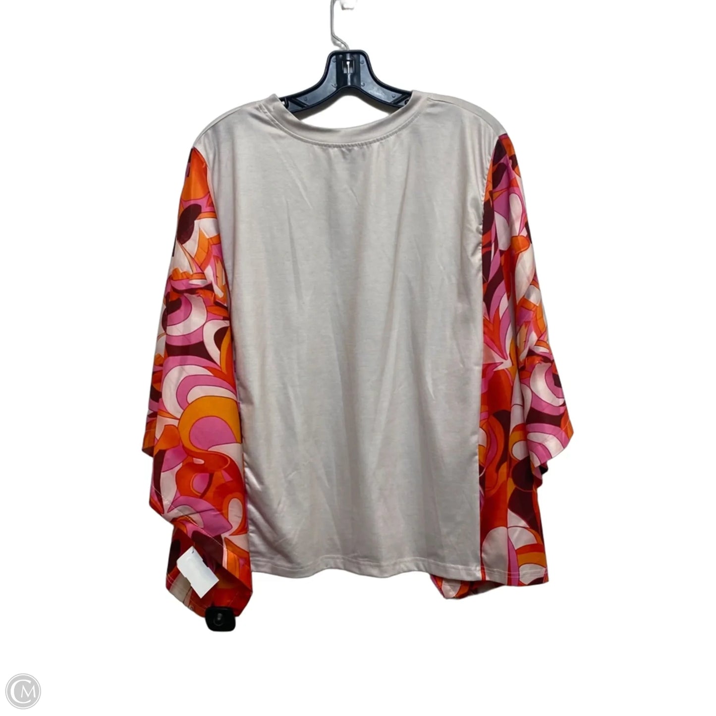 Top Short Sleeve By Cmc In Cream & Orange, Size: M