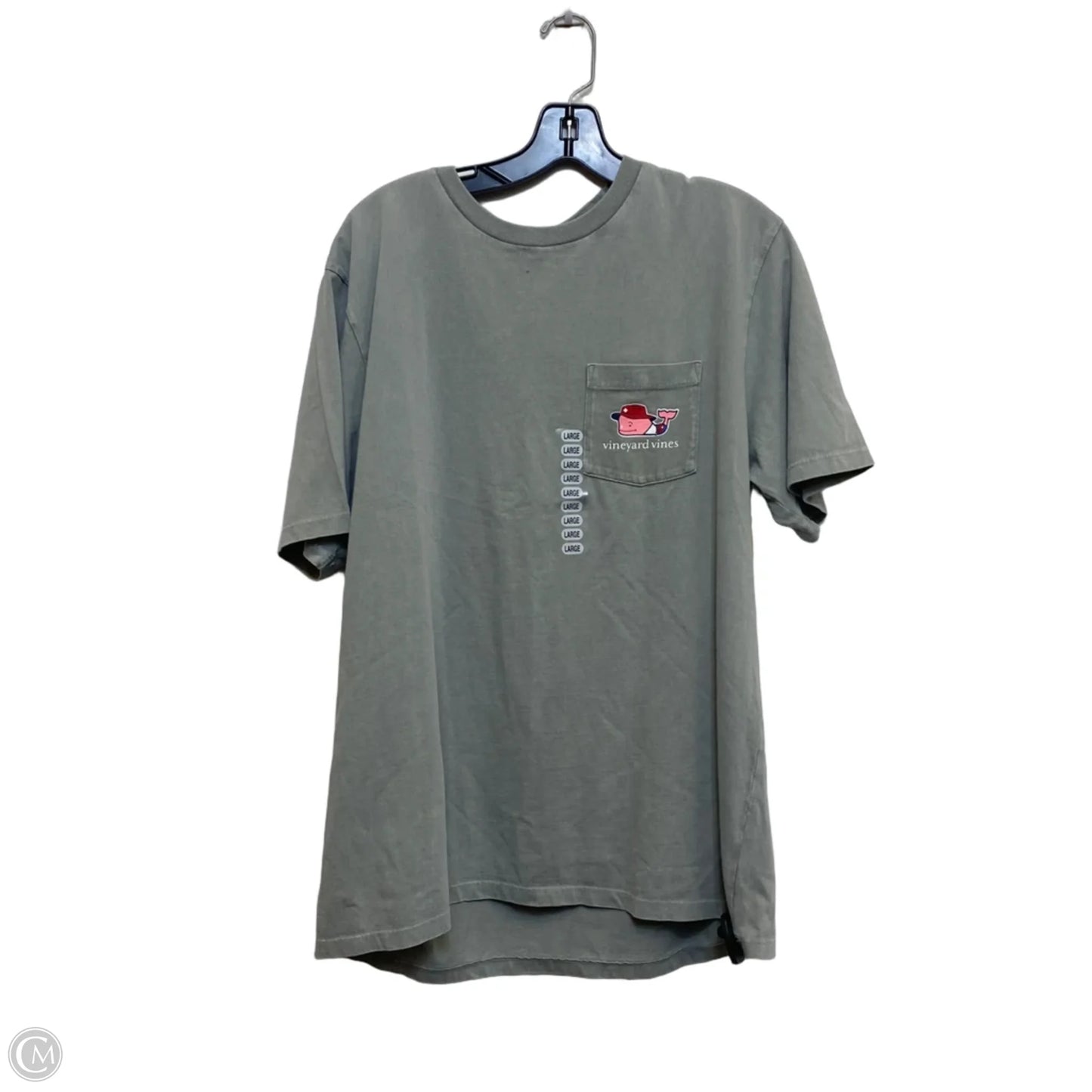 Top Short Sleeve Designer By Vineyard Vines In Grey, Size: L