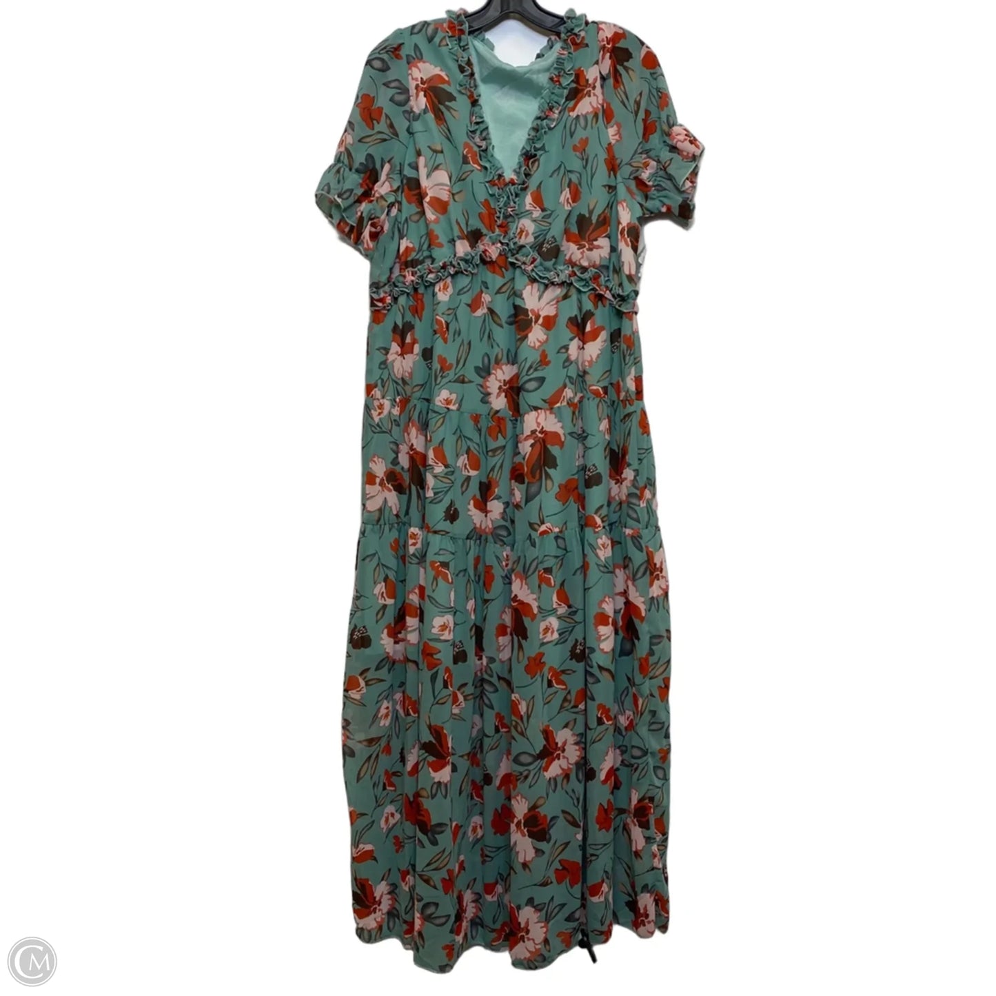 Dress Casual Maxi By Clothes Mentor In Green & Orange, Size: Xl