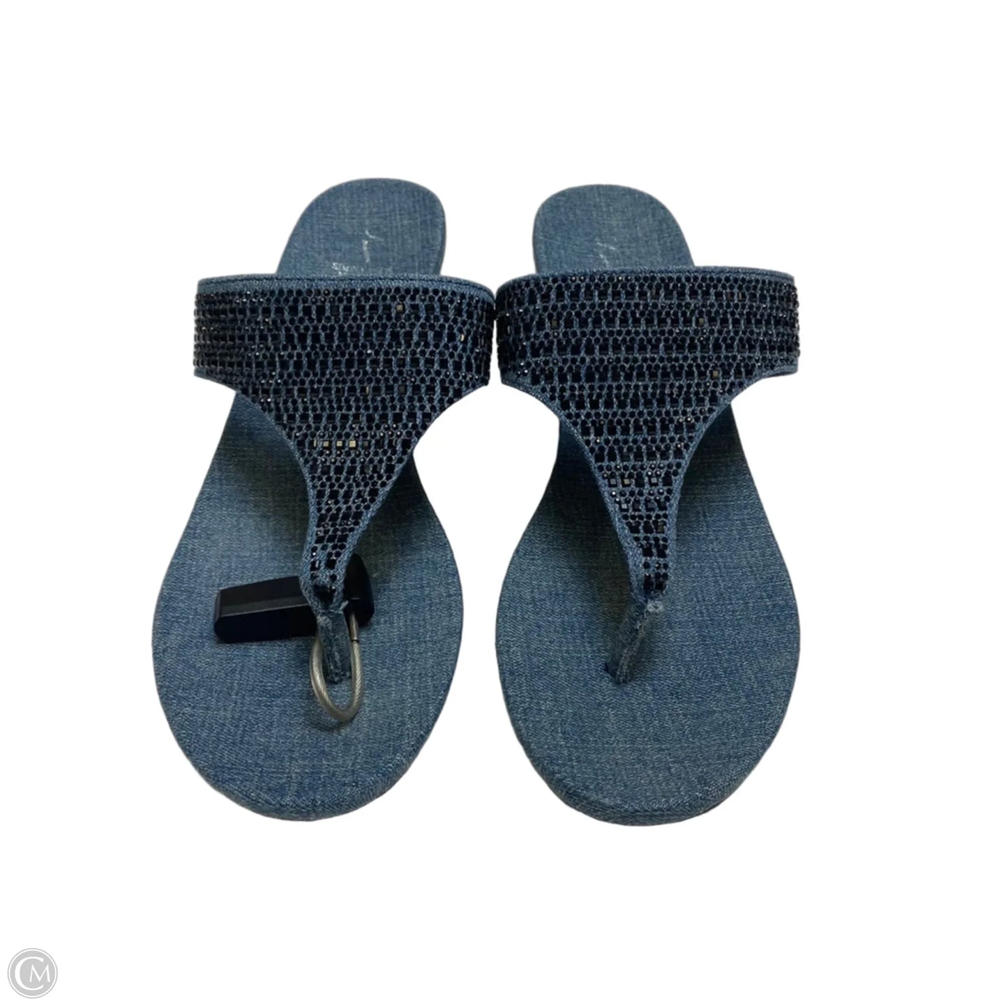 Sandals Heels Wedge By Simply Vera In Blue, Size: 7.5