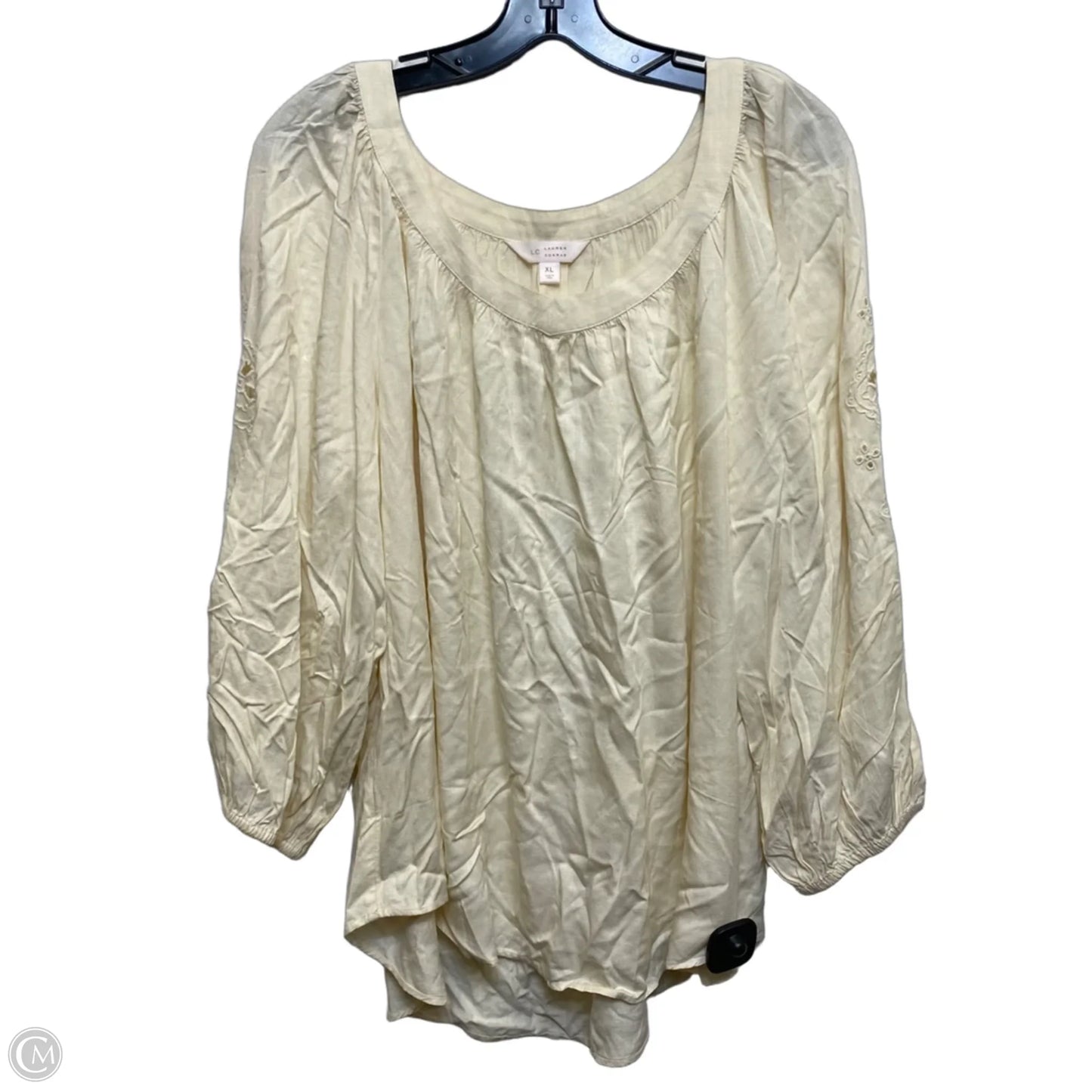 Top Short Sleeve By Lc Lauren Conrad In Cream, Size: Xl