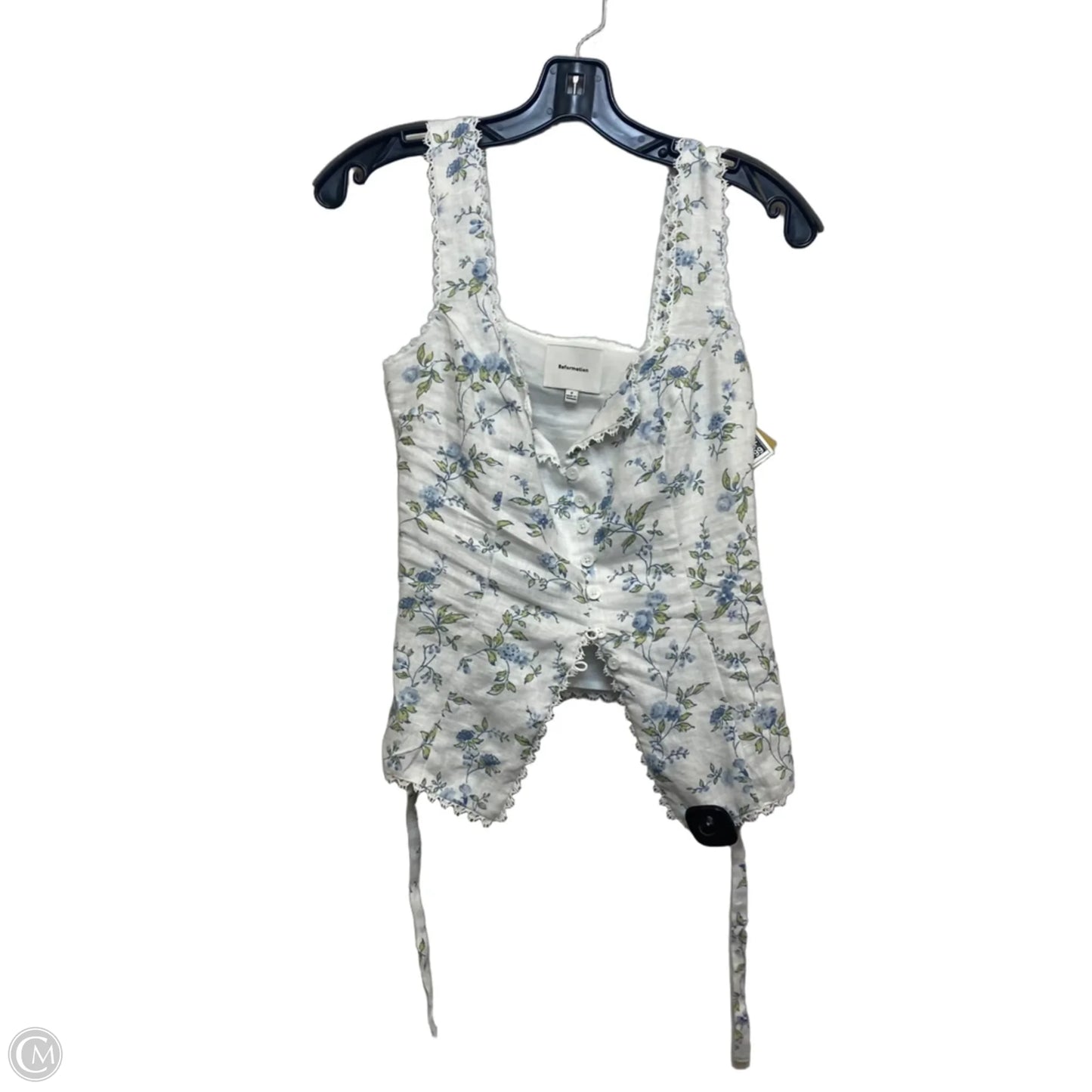 Top Sleeveless By Reformation In Blue & White, Size: Xs